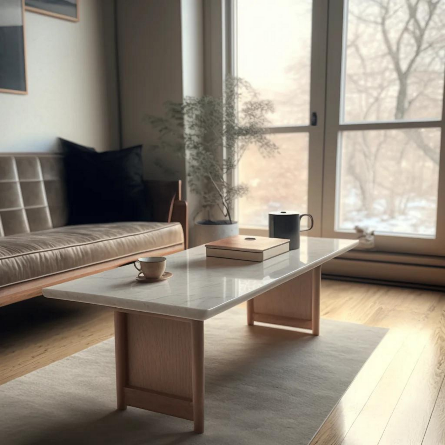 Mid-Century Modern Marble Coffee Table