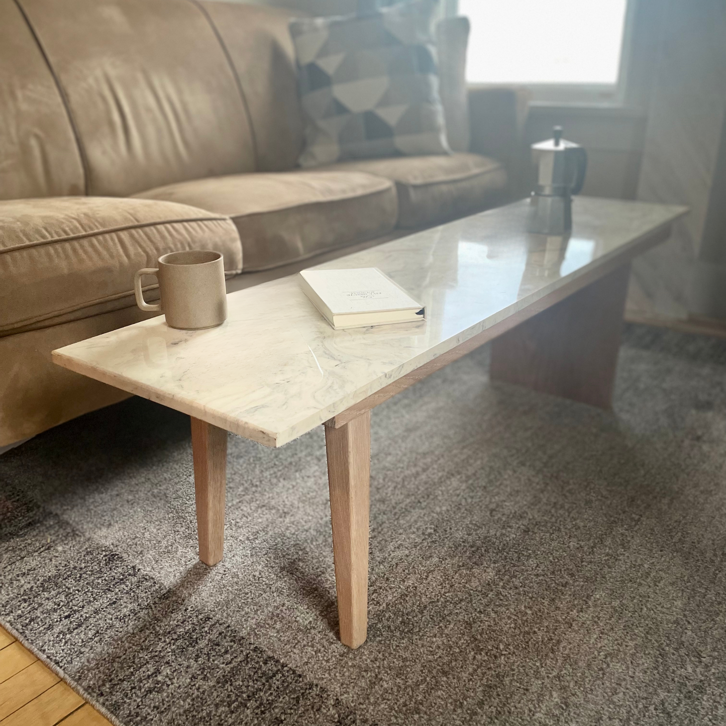 Asymmetrical Marble Coffee Table